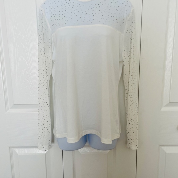 ✨ New York & Company Mesh Rhinestone Mock-Neck Top – Size Large, NWT - Picture 2 of 8